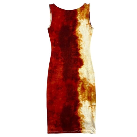 Isabel‎ de Pedro Tie Dye Knee Length Bodycon Dress Red Size 4 Baddie Maximalist - Picture 1 of 8